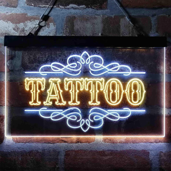 ADVPRO Tattoo Art Decoration Display Dual Color LED Neon Sign st6-i4013 - White & Yellow