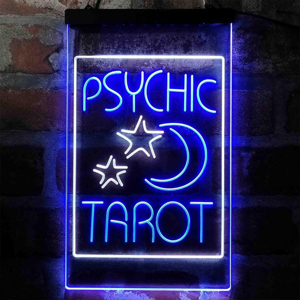 ADVPRO Psychic Tarot Moon Stars Shop  Dual Color LED Neon Sign st6-i4014 - White & Blue