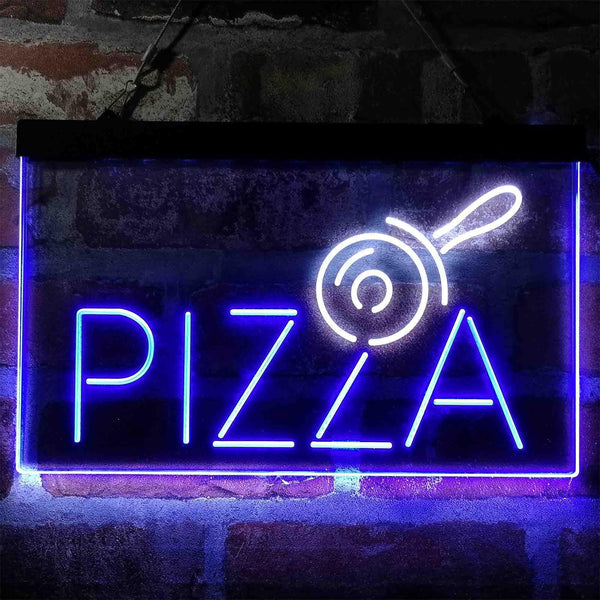ADVPRO Pizza Roller Cutter Display Dual Color LED Neon Sign st6-i4015 - White & Blue