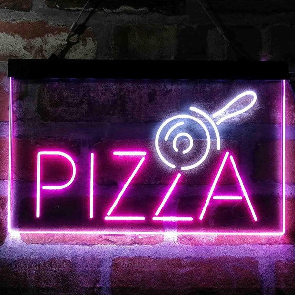 ADVPRO Pizza Roller Cutter Display Dual Color LED Neon Sign st6-i4015 - White & Purple