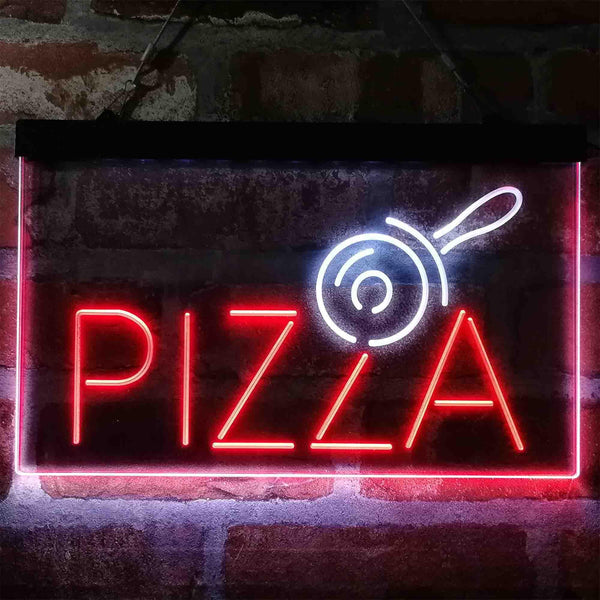 ADVPRO Pizza Roller Cutter Display Dual Color LED Neon Sign st6-i4015 - White & Red