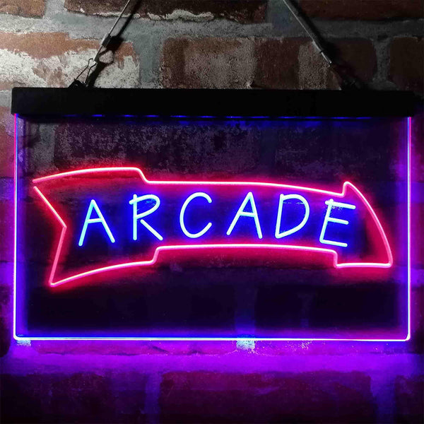 ADVPRO Arrow Down Arcade Game Room Dual Color LED Neon Sign st6-i4019 - Red & Blue