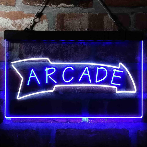 ADVPRO Arrow Down Arcade Game Room Dual Color LED Neon Sign st6-i4019 - White & Blue