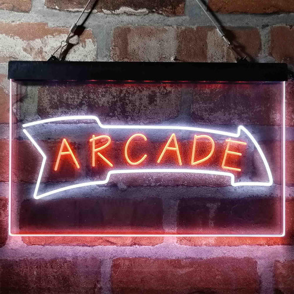 ADVPRO Arrow Down Arcade Game Room Dual Color LED Neon Sign st6-i4019 - White & Orange