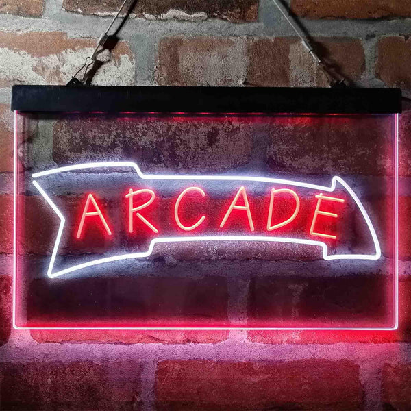 ADVPRO Arrow Down Arcade Game Room Dual Color LED Neon Sign st6-i4019 - White & Red