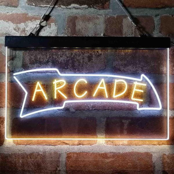 ADVPRO Arrow Down Arcade Game Room Dual Color LED Neon Sign st6-i4019 - White & Yellow