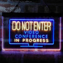 ADVPRO Video Conference in Progress Do Not Enter Work from Home Dual Color LED Neon Sign st6-i4020 - Blue & Yellow