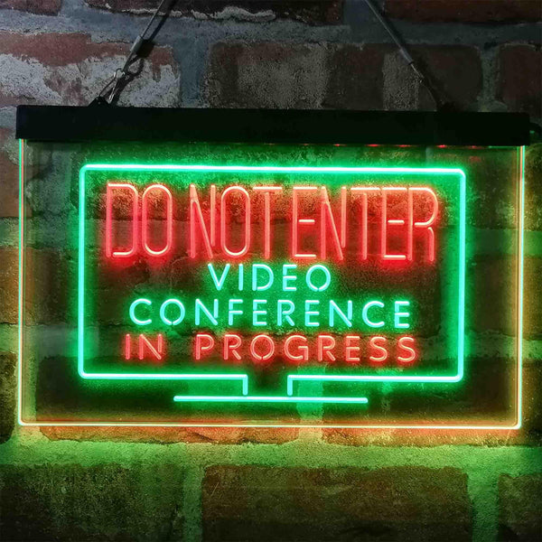 ADVPRO Video Conference in Progress Do Not Enter Work from Home Dual Color LED Neon Sign st6-i4020 - Green & Red