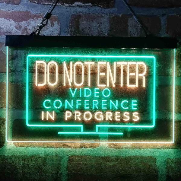 ADVPRO Video Conference in Progress Do Not Enter Work from Home Dual Color LED Neon Sign st6-i4020 - Green & Yellow
