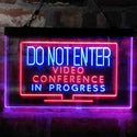 ADVPRO Video Conference in Progress Do Not Enter Work from Home Dual Color LED Neon Sign st6-i4020 - Red & Blue