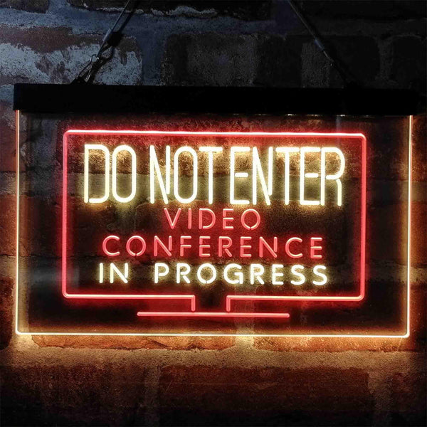 ADVPRO Video Conference in Progress Do Not Enter Work from Home Dual Color LED Neon Sign st6-i4020 - Red & Yellow