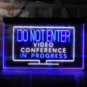 ADVPRO Video Conference in Progress Do Not Enter Work from Home Dual Color LED Neon Sign st6-i4020 - White & Blue
