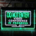 ADVPRO Video Conference in Progress Do Not Enter Work from Home Dual Color LED Neon Sign st6-i4020 - White & Green