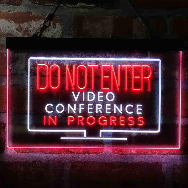 ADVPRO Video Conference in Progress Do Not Enter Work from Home Dual Color LED Neon Sign st6-i4020 - White & Red