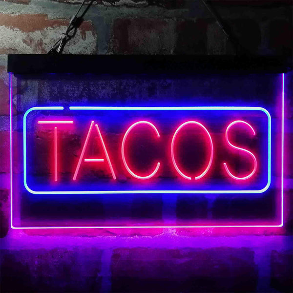 ADVPRO Mexican Tacos Dish Cafe Food Dual Color LED Neon Sign st6-i4021 - Blue & Red