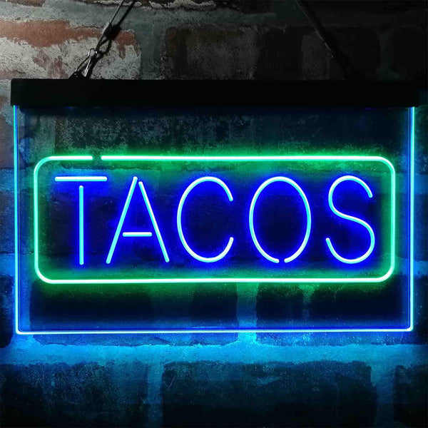 ADVPRO Mexican Tacos Dish Cafe Food Dual Color LED Neon Sign st6-i4021 - Green & Blue