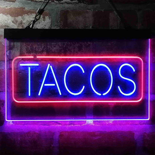 ADVPRO Mexican Tacos Dish Cafe Food Dual Color LED Neon Sign st6-i4021 - Red & Blue