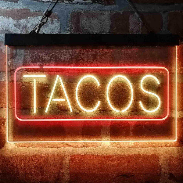 ADVPRO Mexican Tacos Dish Cafe Food Dual Color LED Neon Sign st6-i4021 - Red & Yellow
