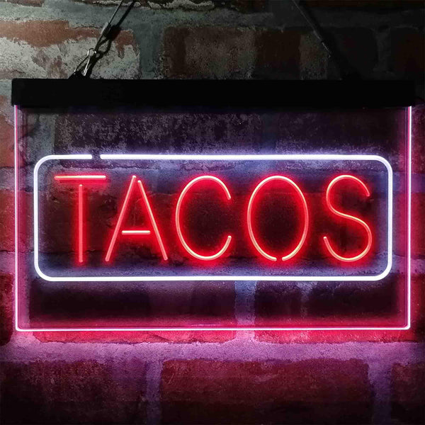 ADVPRO Mexican Tacos Dish Cafe Food Dual Color LED Neon Sign st6-i4021 - White & Red