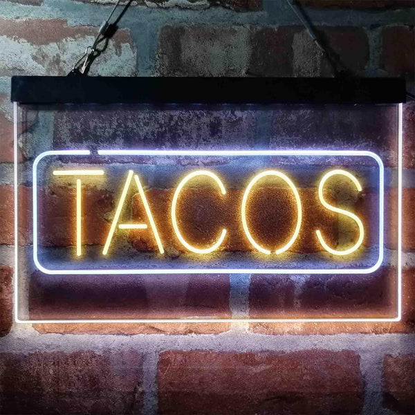 ADVPRO Mexican Tacos Dish Cafe Food Dual Color LED Neon Sign st6-i4021 - White & Yellow