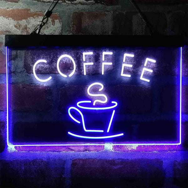 ADVPRO Coffee Shop Cafe Cup Display Dual Color LED Neon Sign st6-i4023 - White & Blue
