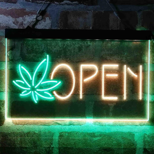 ADVPRO Hemp Leaf Open Shop Display Dual Color LED Neon Sign st6-i4025 - Green & Yellow