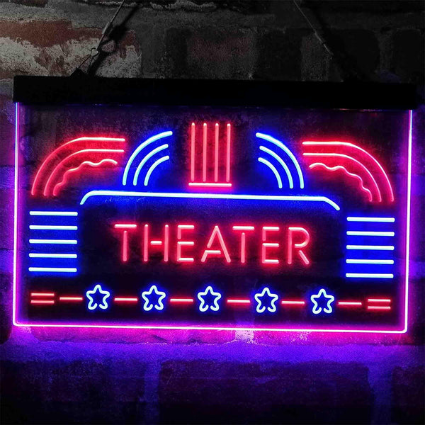 ADVPRO Theater Vintage Display Home Movie Dual Color LED Neon Sign st6-i4026 - Blue & Red