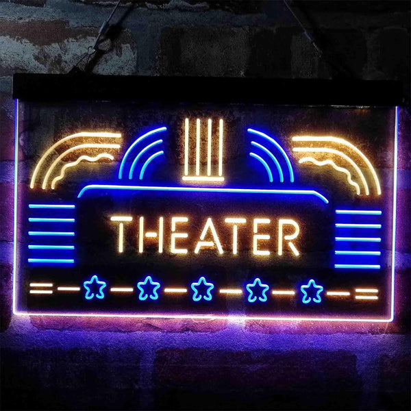ADVPRO Theater Vintage Display Home Movie Dual Color LED Neon Sign st6-i4026 - Blue & Yellow