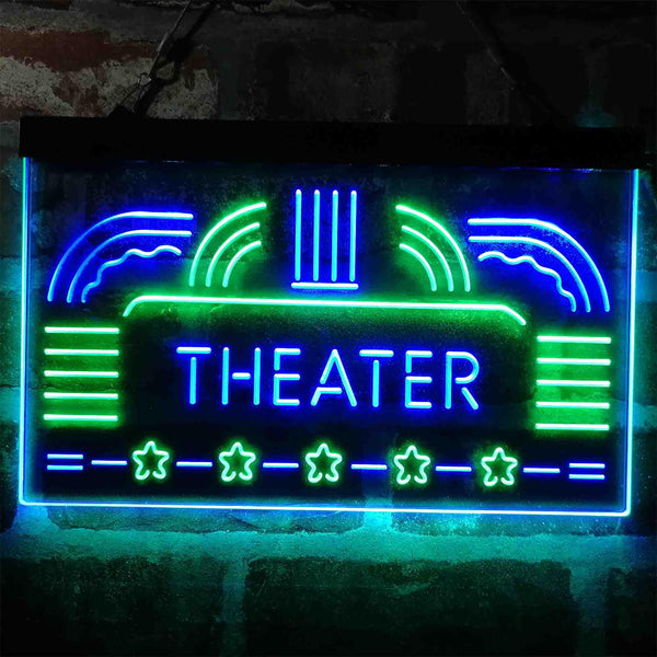 ADVPRO Theater Vintage Display Home Movie Dual Color LED Neon Sign st6-i4026 - Green & Blue