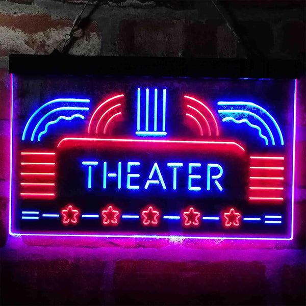 ADVPRO Theater Vintage Display Home Movie Dual Color LED Neon Sign st6-i4026 - Red & Blue