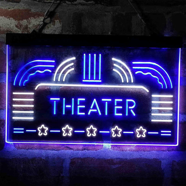 ADVPRO Theater Vintage Display Home Movie Dual Color LED Neon Sign st6-i4026 - White & Blue