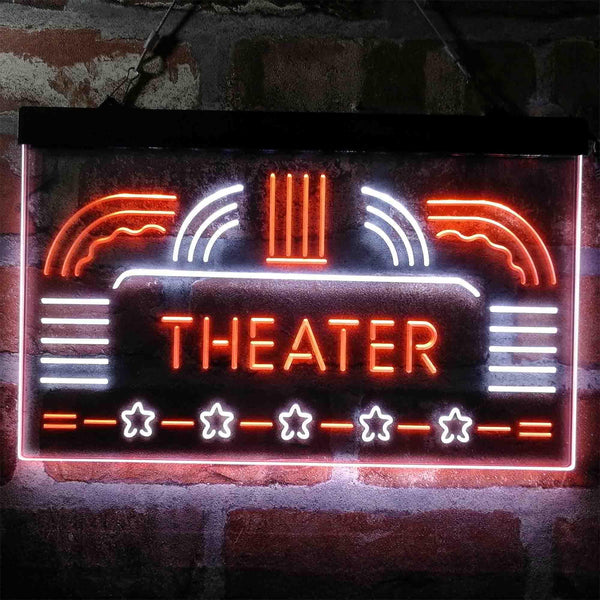 ADVPRO Theater Vintage Display Home Movie Dual Color LED Neon Sign st6-i4026 - White & Orange