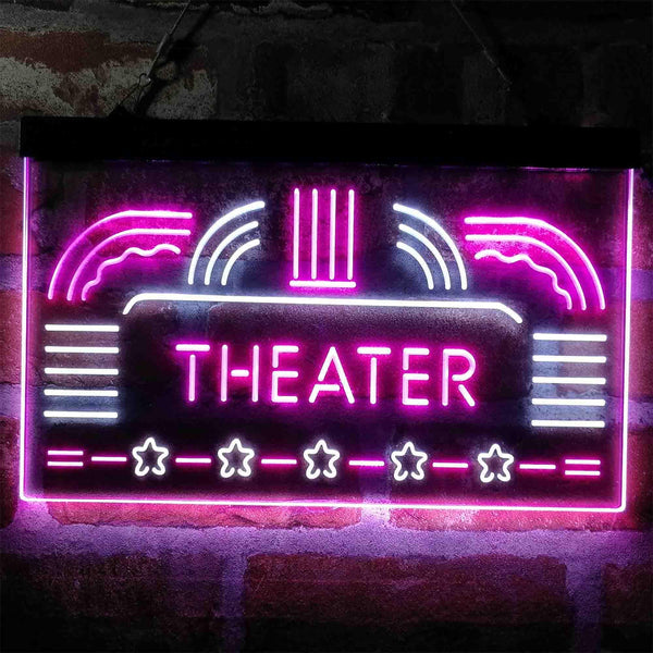 ADVPRO Theater Vintage Display Home Movie Dual Color LED Neon Sign st6-i4026 - White & Purple