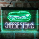 ADVPRO Cheese Steaks Fast Food Store Dual Color LED Neon Sign st6-i4027 - White & Green