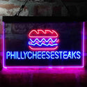 ADVPRO Philly Cheese Steaks Burger Cafe Dual Color LED Neon Sign st6-i4028 - Red & Blue
