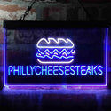 ADVPRO Philly Cheese Steaks Burger Cafe Dual Color LED Neon Sign st6-i4028 - White & Blue