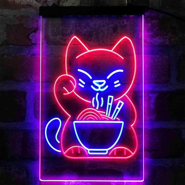 ADVPRO Maneki Neko Ramen Luck Cat  Dual Color LED Neon Sign st6-i4029 - Blue & Red