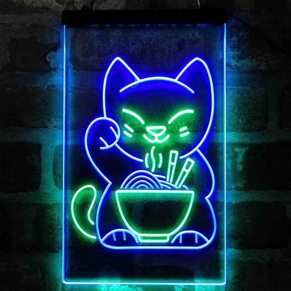 ADVPRO Maneki Neko Ramen Luck Cat  Dual Color LED Neon Sign st6-i4029 - Green & Blue