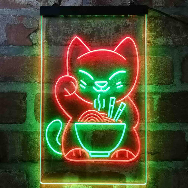 ADVPRO Maneki Neko Ramen Luck Cat  Dual Color LED Neon Sign st6-i4029 - Green & Red