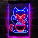 ADVPRO Maneki Neko Ramen Luck Cat  Dual Color LED Neon Sign st6-i4029 - Red & Blue