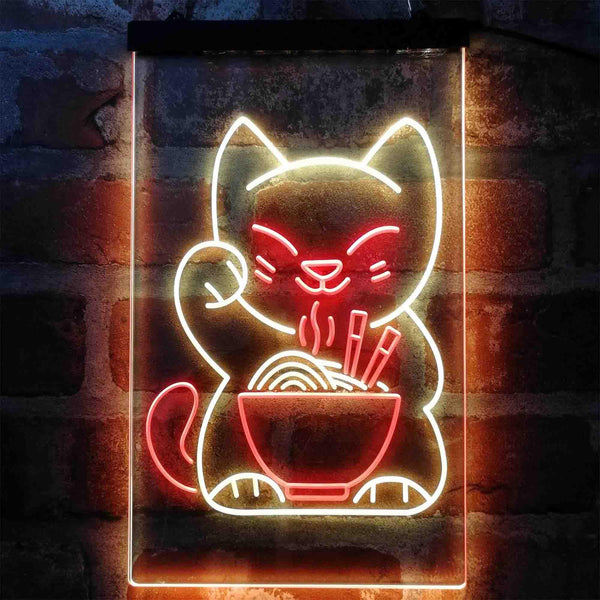 ADVPRO Maneki Neko Ramen Luck Cat  Dual Color LED Neon Sign st6-i4029 - Red & Yellow
