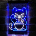 ADVPRO Maneki Neko Ramen Luck Cat  Dual Color LED Neon Sign st6-i4029 - White & Blue