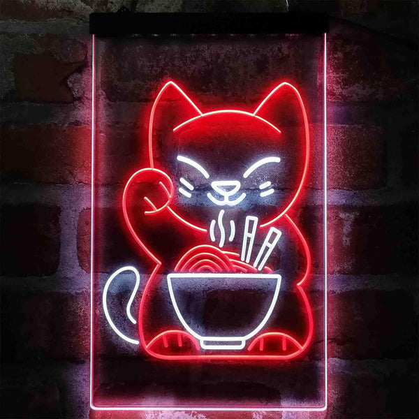 ADVPRO Maneki Neko Ramen Luck Cat  Dual Color LED Neon Sign st6-i4029 - White & Red