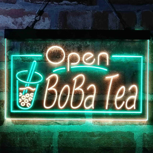 ADVPRO Boba Tea Open Cafe Dual Color LED Neon Sign st6-i4031 - Green & Yellow