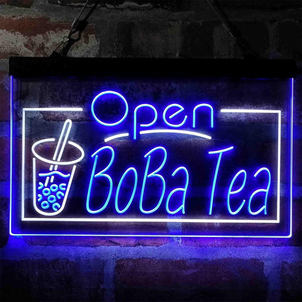 ADVPRO Boba Tea Open Cafe Dual Color LED Neon Sign st6-i4031 - White & Blue