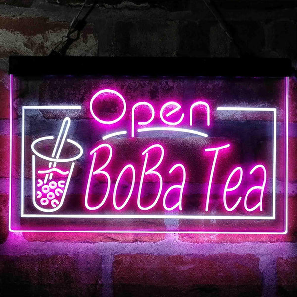 ADVPRO Boba Tea Open Cafe Dual Color LED Neon Sign st6-i4031 - White & Purple