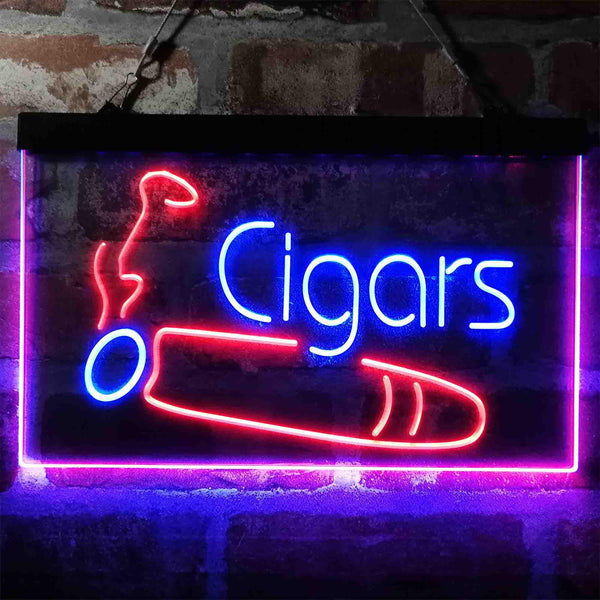 ADVPRO Cigars Shop Room Smoke Dual Color LED Neon Sign st6-i4033 - Blue & Red