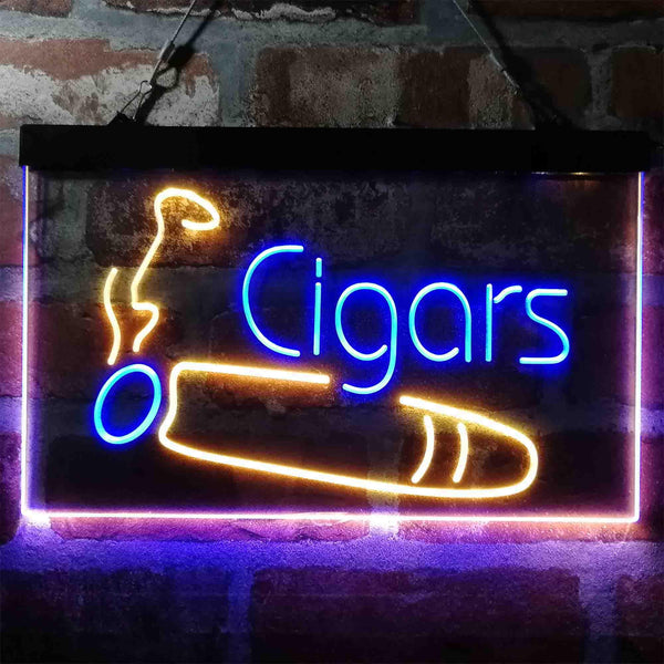 ADVPRO Cigars Shop Room Smoke Dual Color LED Neon Sign st6-i4033 - Blue & Yellow