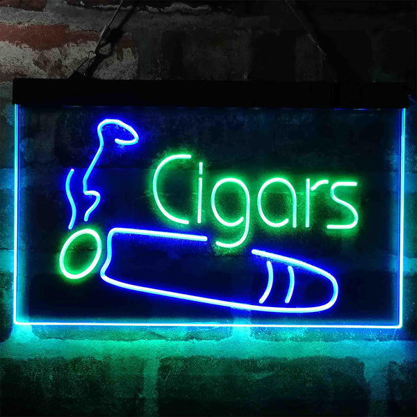 ADVPRO Cigars Shop Room Smoke Dual Color LED Neon Sign st6-i4033 - Green & Blue