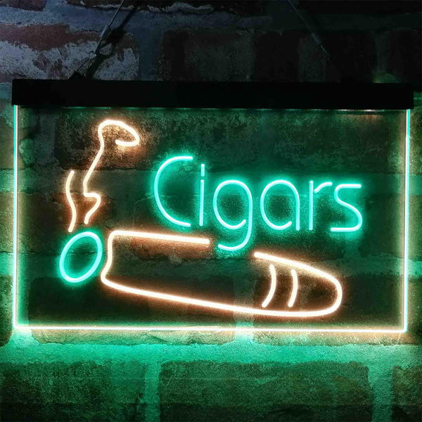 ADVPRO Cigars Shop Room Smoke Dual Color LED Neon Sign st6-i4033 - Green & Yellow